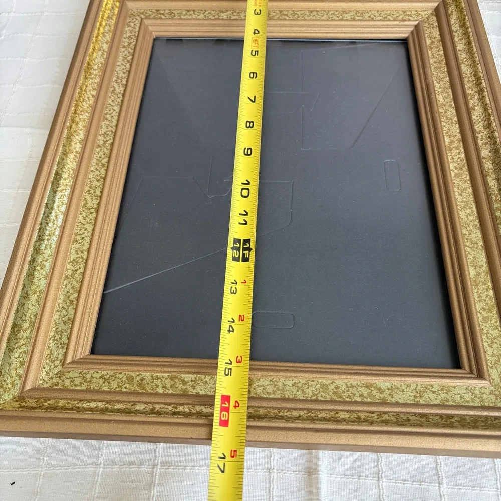 Vintage Ornate Gold Picture Frame 8x10 Textured Speckled Finish Plastic Cover